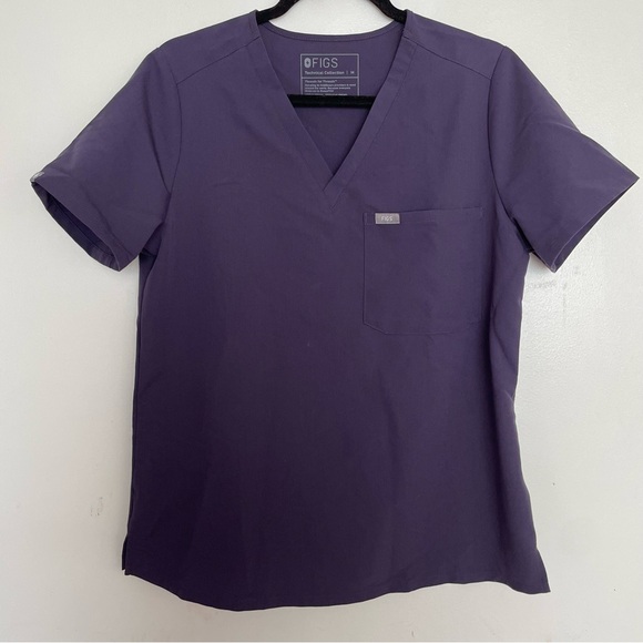 Women’s FIGS Scrub Top & Livingston Pants Purple Shadow 2197 Set Medium Petite - Picture 2 of 8